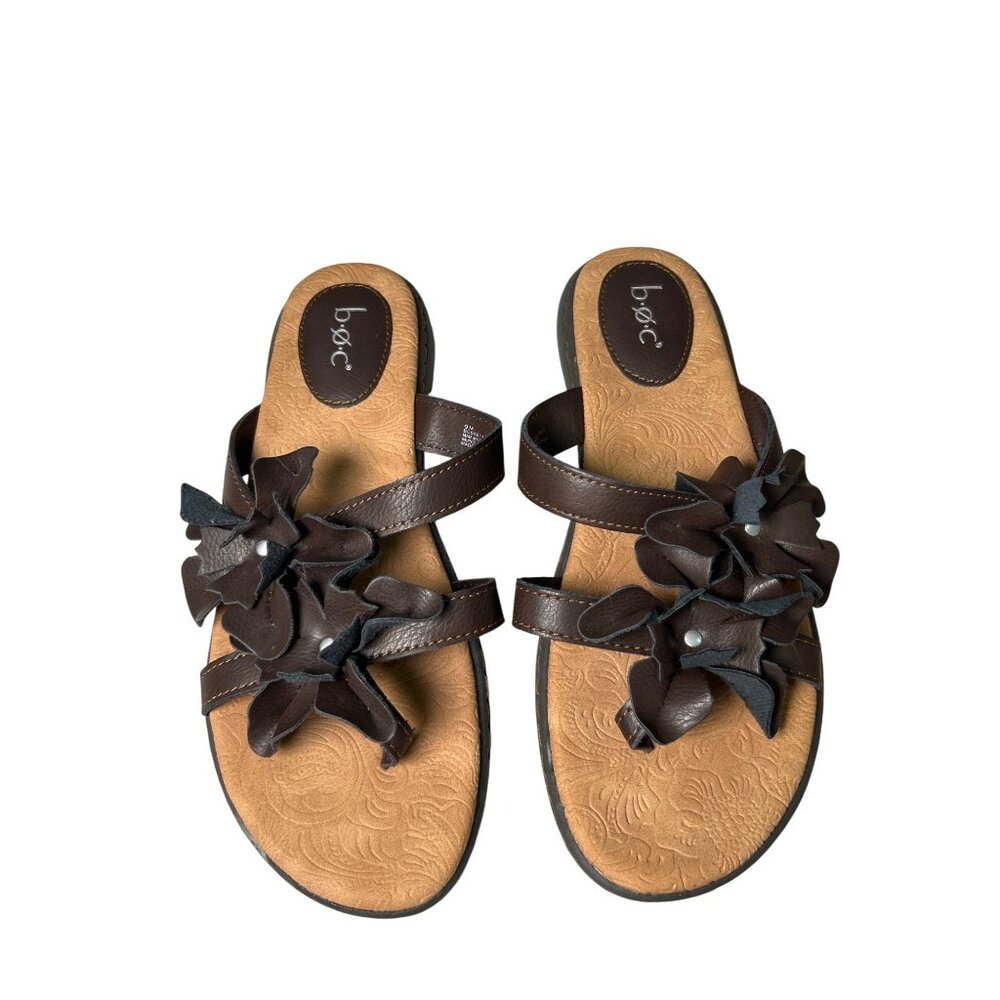 BOC Born Concept Brown Floral Sandals Women's Size 9 Cushioned Footbed Support